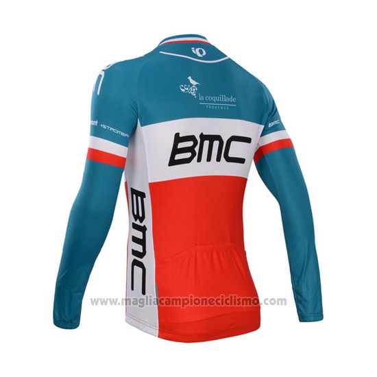 2014 Abbigliamento Ciclismo BMC Campione Italia Blu e Arancione Manica Lunga e Salopette